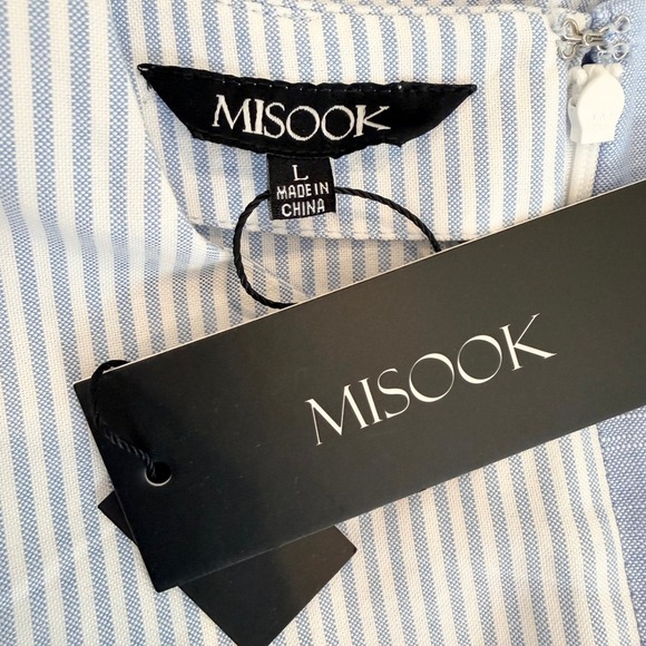 MISOOK Colorblock Striped Twist Front Sleeveless Midi Dress Resortwear Size L - Picture 2 of 10